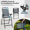 Costway 2 PCS Patio Bar Chair Folding Bar Height Metal Frame with Footrest Garden Blue/Coffee